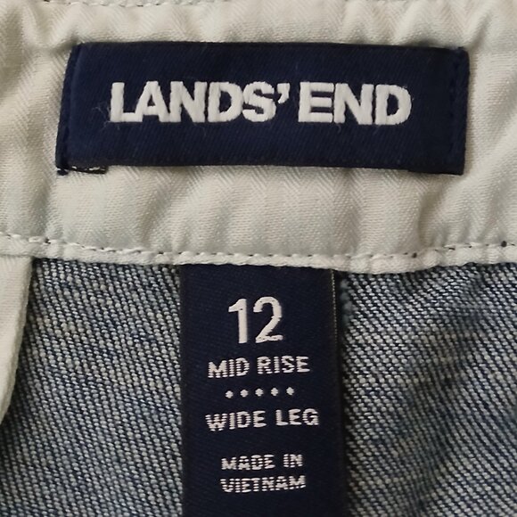 Lands End Jeans Size 12 Wide Leg Blue Denim Slash Pockets - Picture 8 of 10